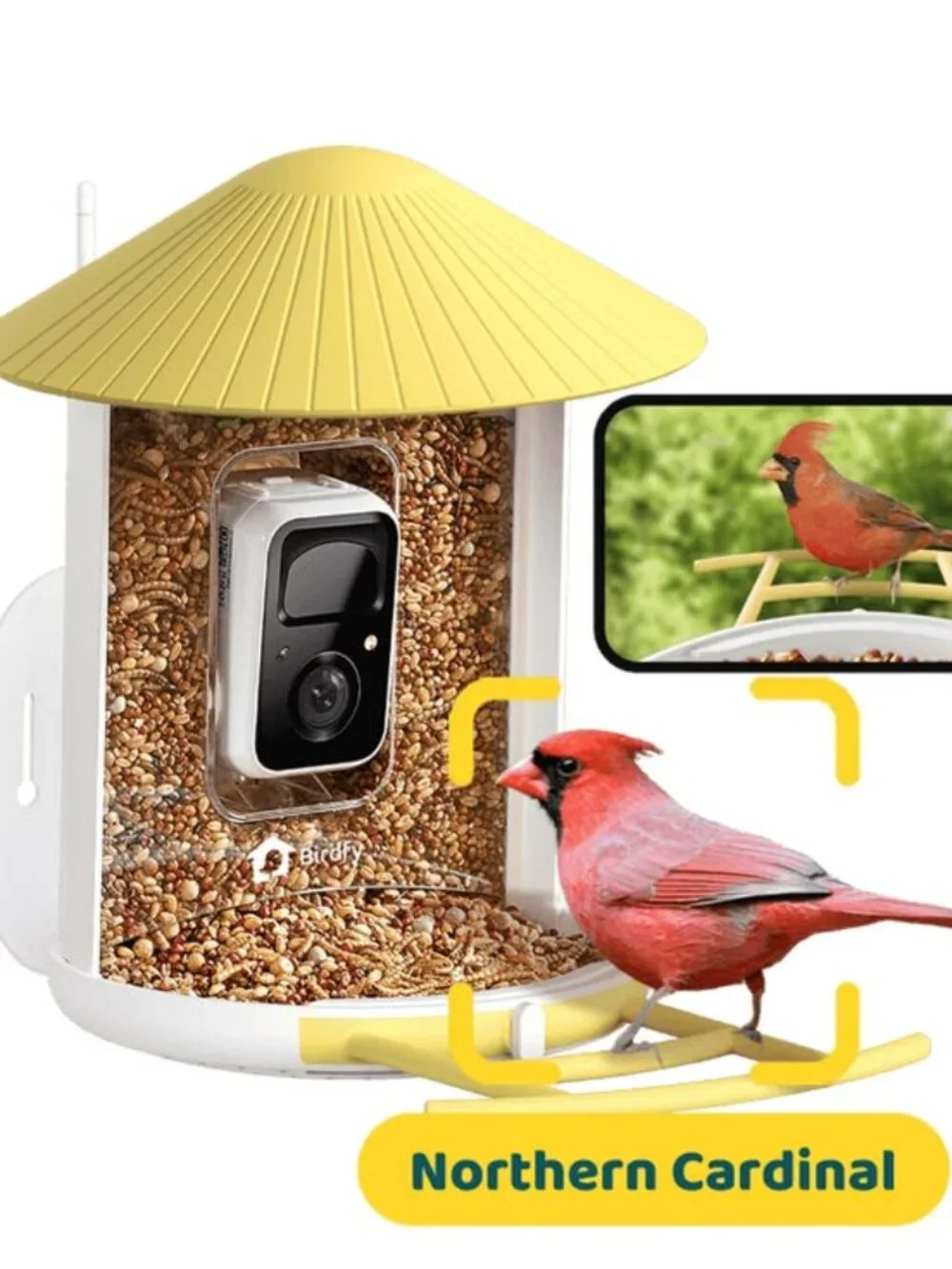 NIB Birdfy Feeder - Smart Bird Feeder with FHD Camera-Yellow